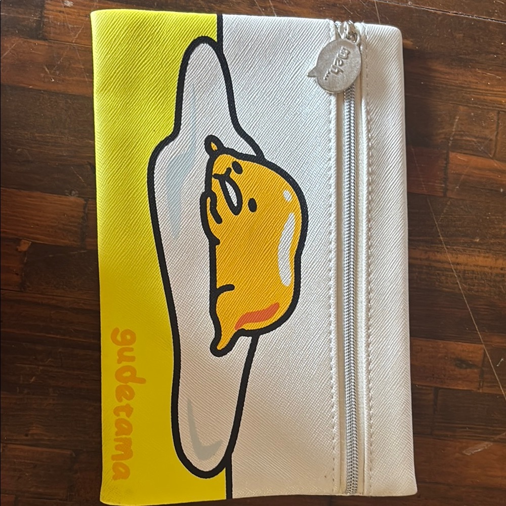 Sanrio Gudetama Yellow and White Cosmetic Bag